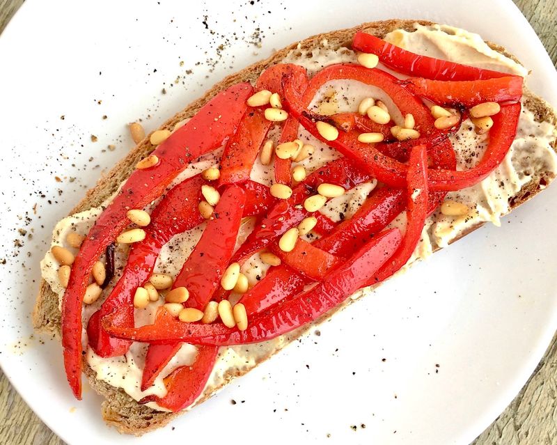 Hummus + Roasted Red Peppers + Feta Crumbles
