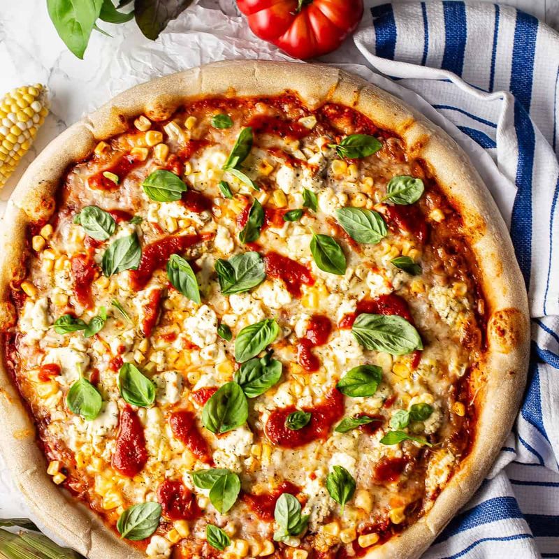 Tomato and Corn Grilled Pizza
