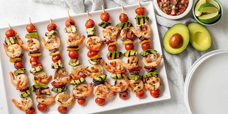 Grilled Shrimp Skewers with Veggies