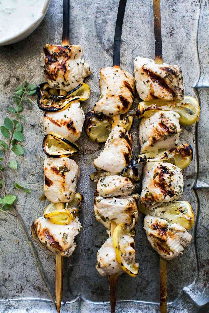 Greek Chicken Skewers with Tzatziki