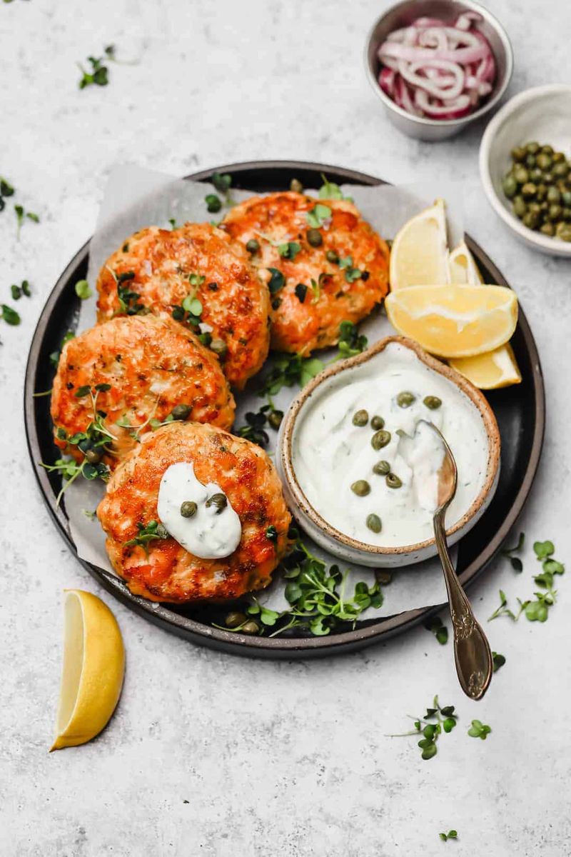 Salmon Patties with Dill Yogurt