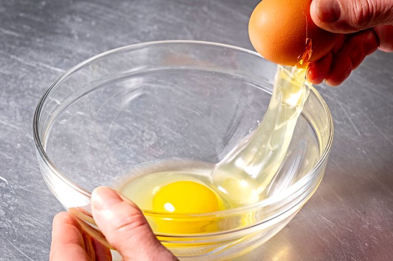 Crack eggs into a bowl, not directly into the pan or batter