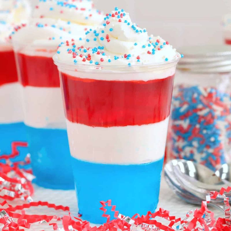 Red, White & Blue Layered Jello Cups