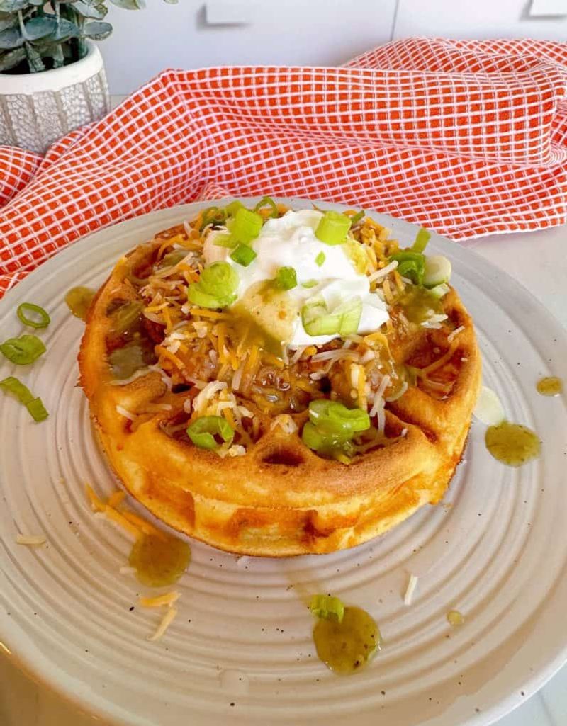 Cornbread Waffles with Chili