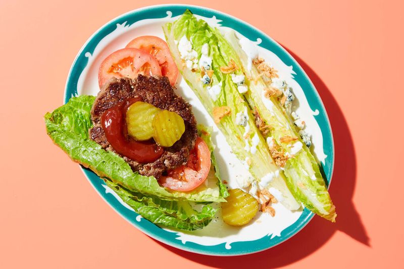 Bunless Burger with Pickles & Slaw