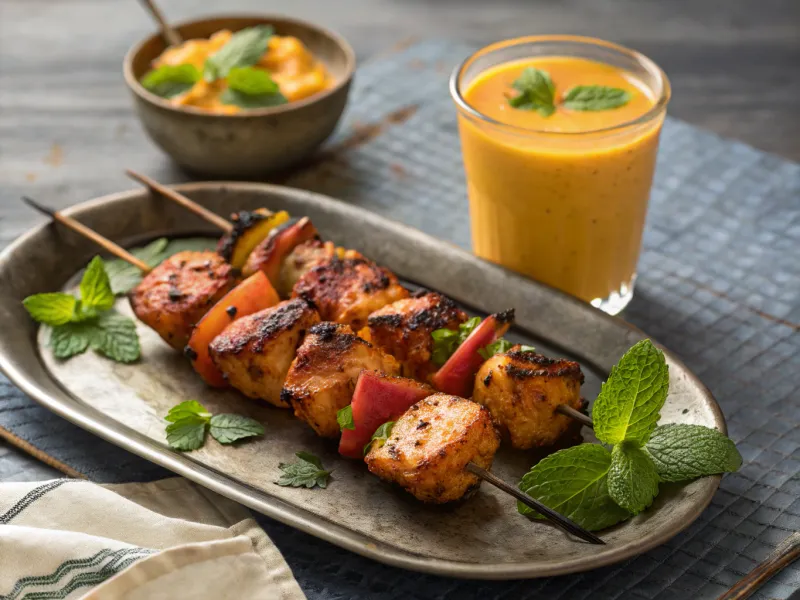 Tandoori Chicken Skewers with Mango Lassi