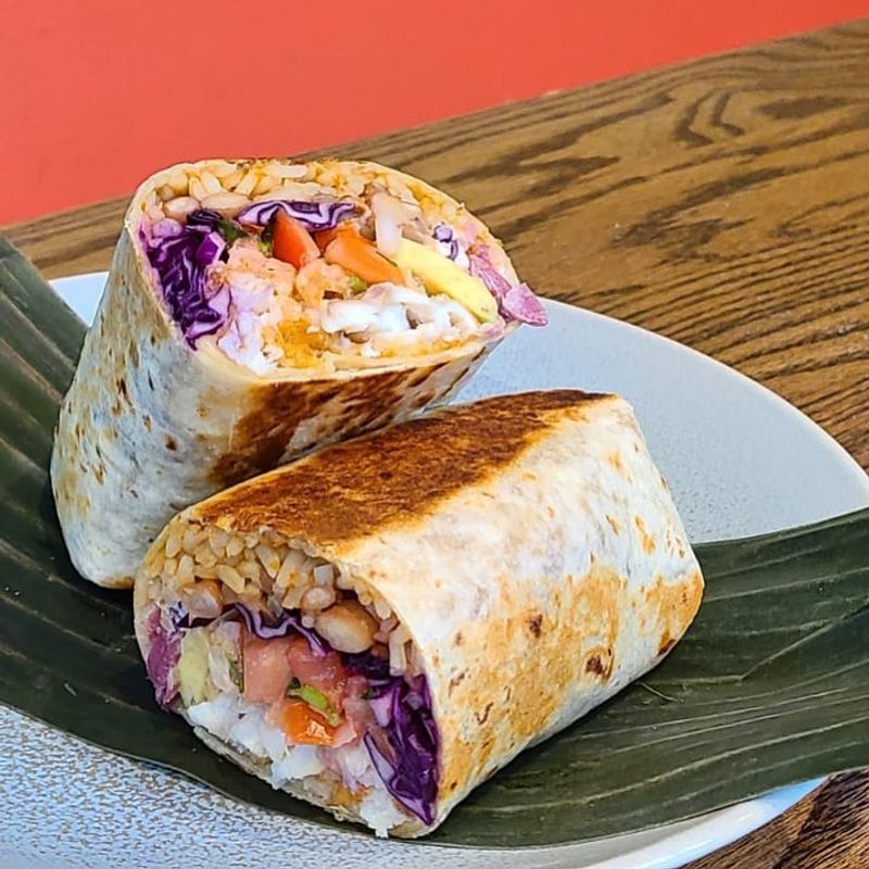 Fish Burrito with Cilantro Rice and Beans