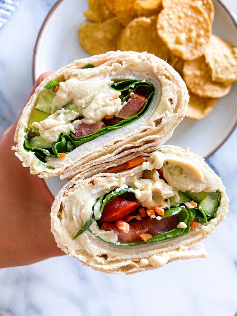 Turkey, Cheese & Hummus Wraps