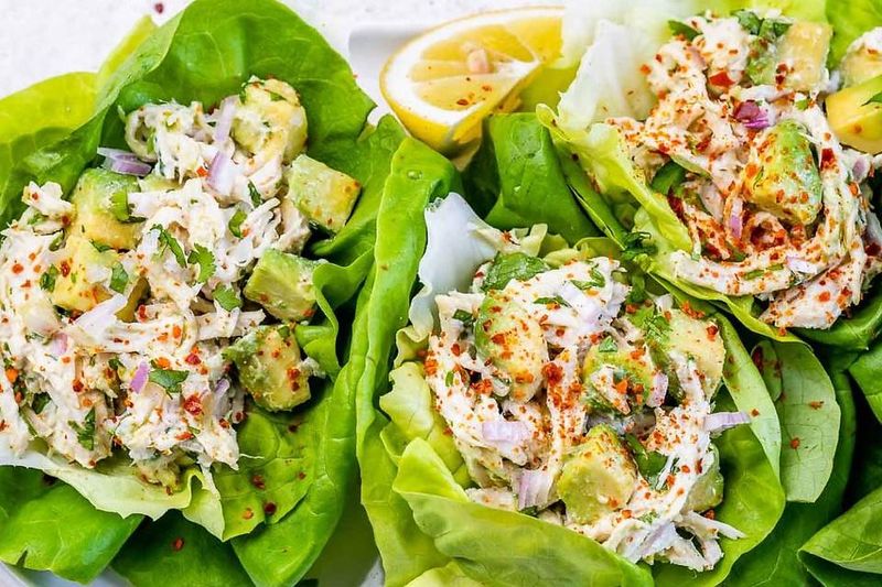 Avocado Chicken Salad Lettuce Wraps