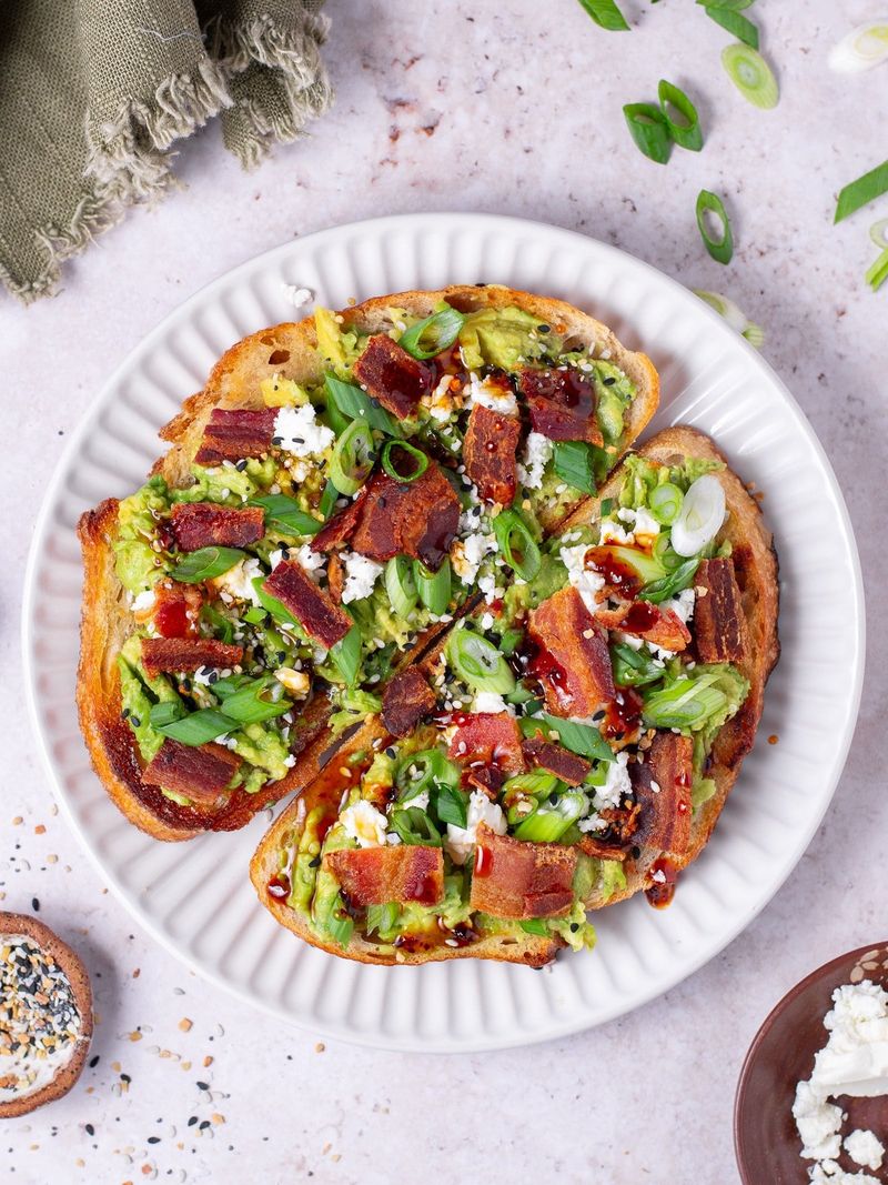 Avocado + Crumbled Bacon + Maple Drizzle