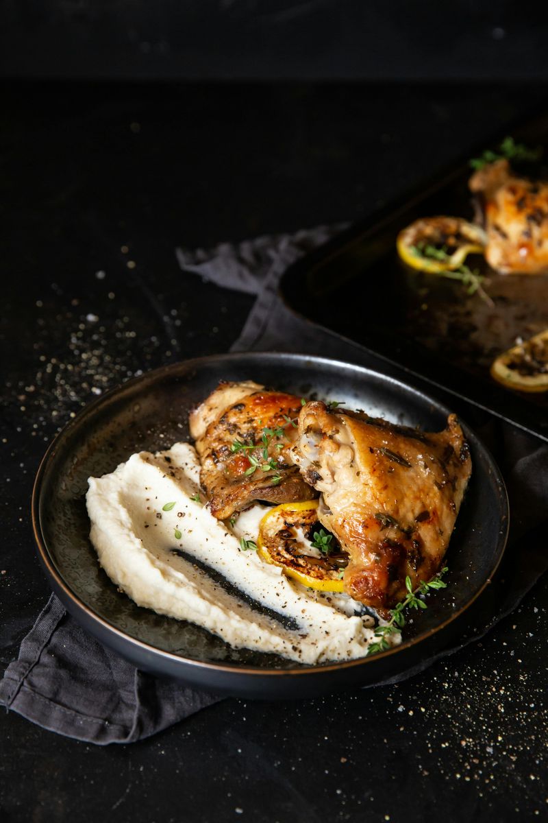 Baked Chicken Thighs with Cauliflower Mash