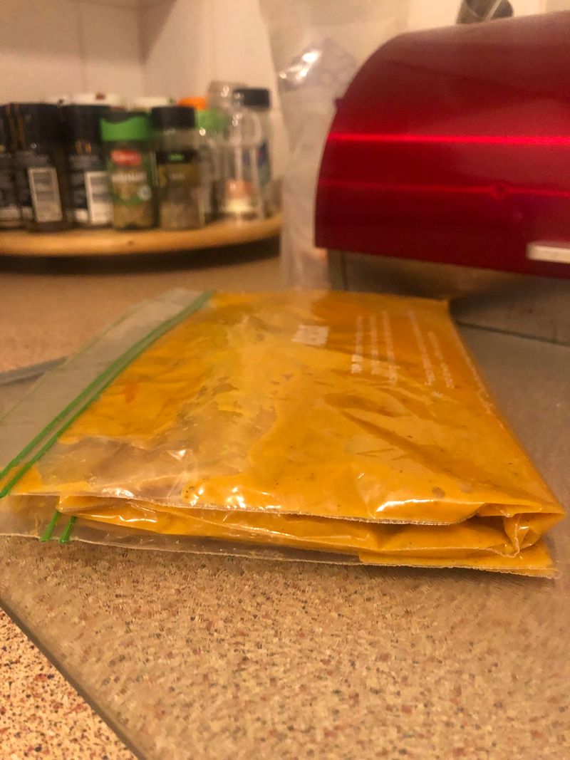 Freeze leftovers flat in zip-top bags