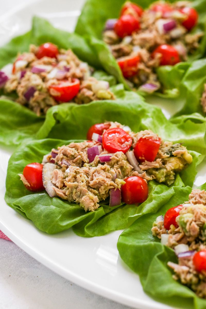 Avocado Tuna Salad Lettuce Wraps