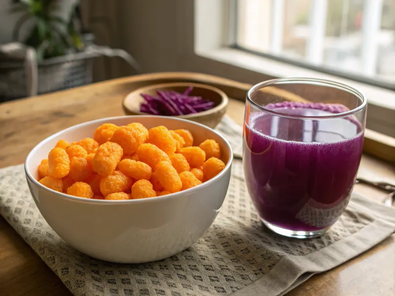 Cheese Puffs and Grape Juice