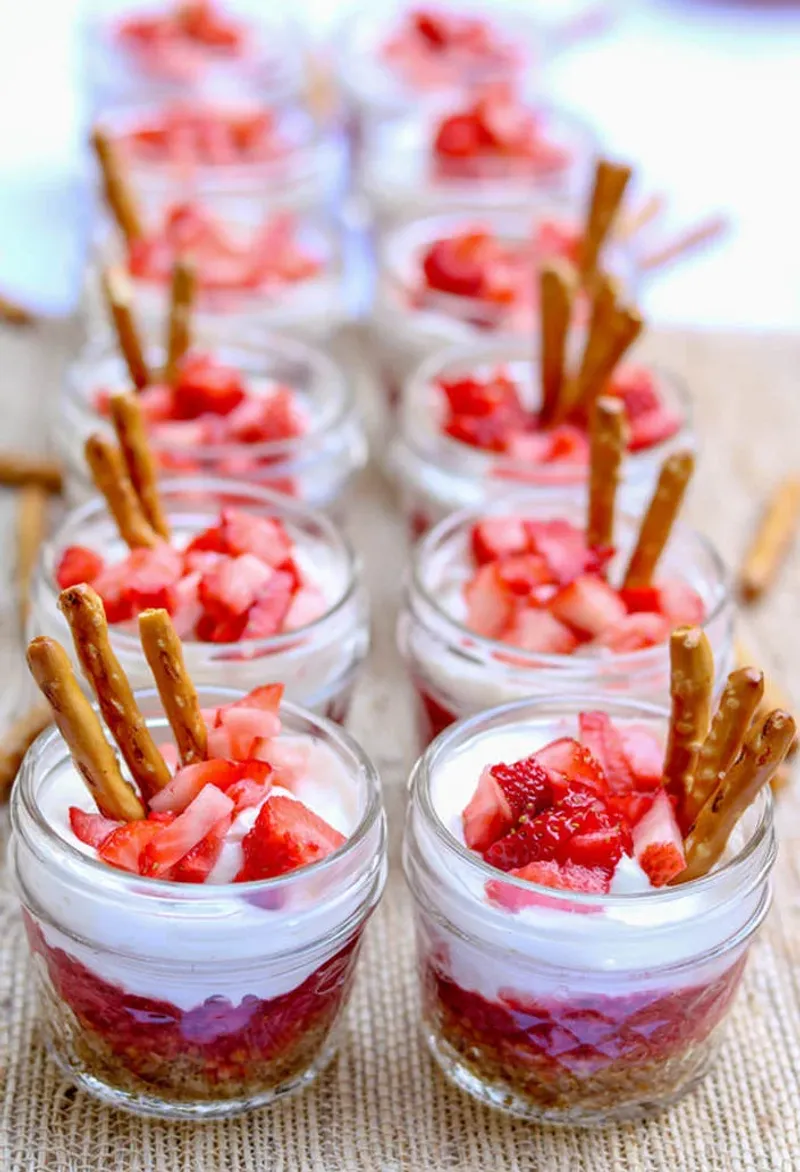 Strawberry Pretzel Jello Cups