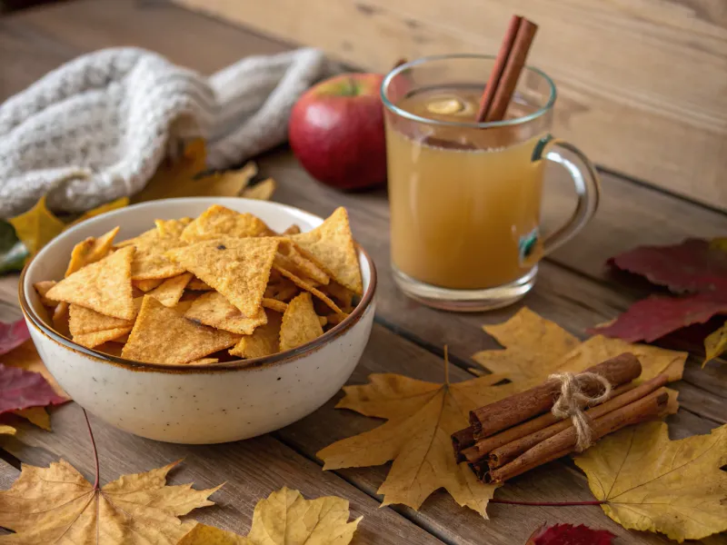 Nacho Cheese Tortilla Chips with Apple Cider
