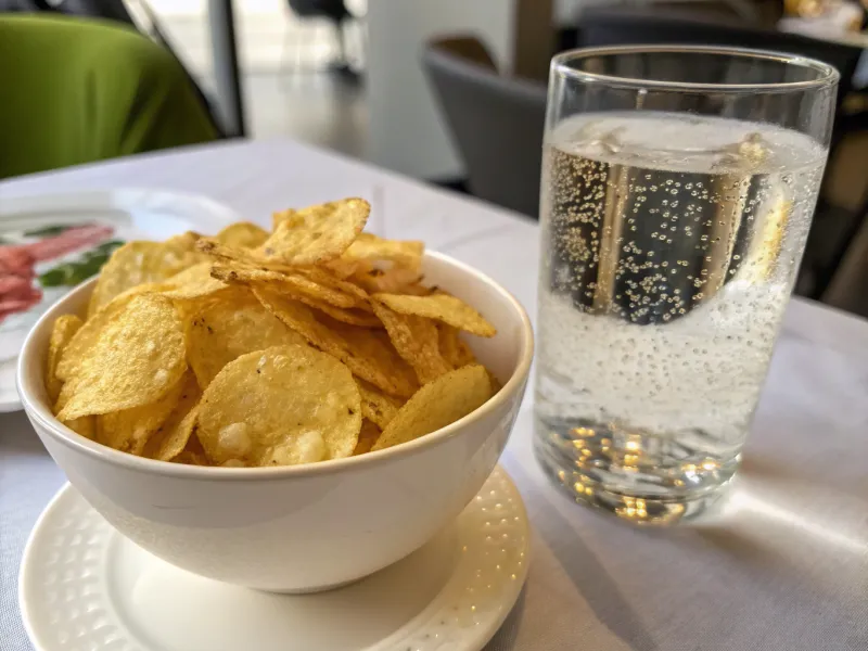 Chickpea Chips and Sparkling Water