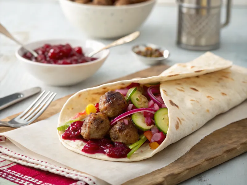 Lingonberry Meatball Wraps in Sweden