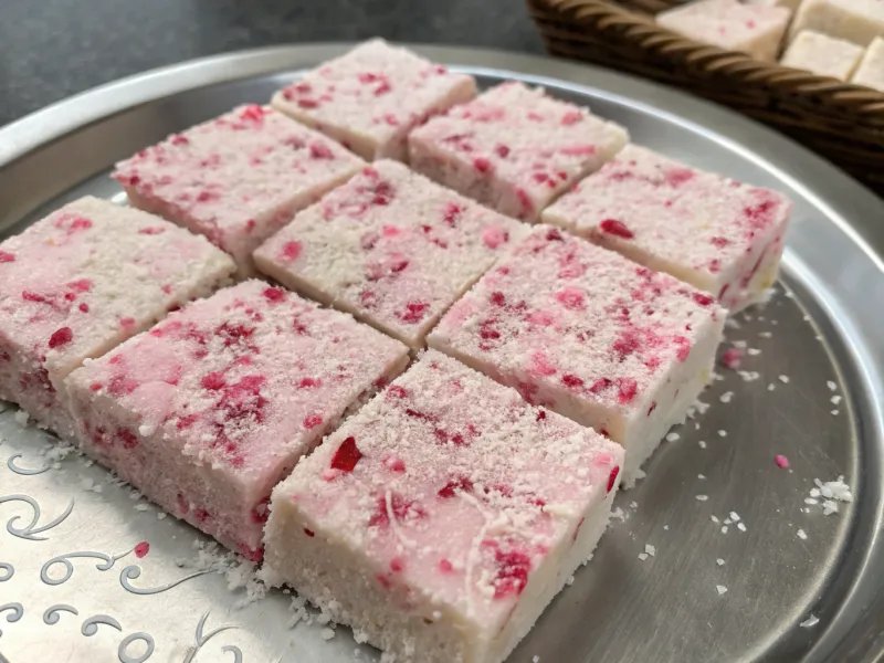Raspberry Coconut Barfi