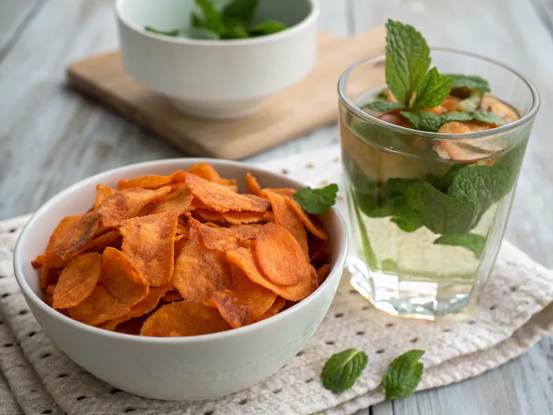 Carrot Chips with Herbal Mint Tea
