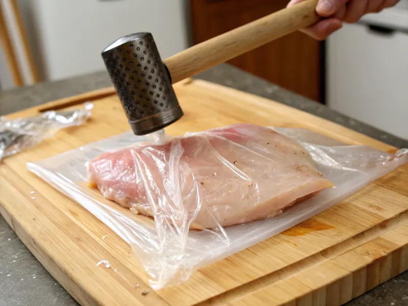 Pound Chicken Breasts to Even Thickness