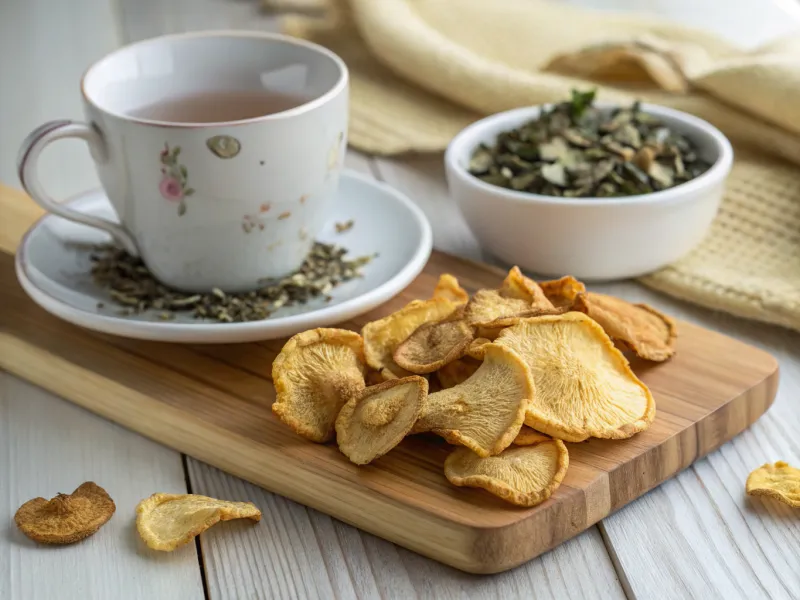 Mushroom Chips with White Tea