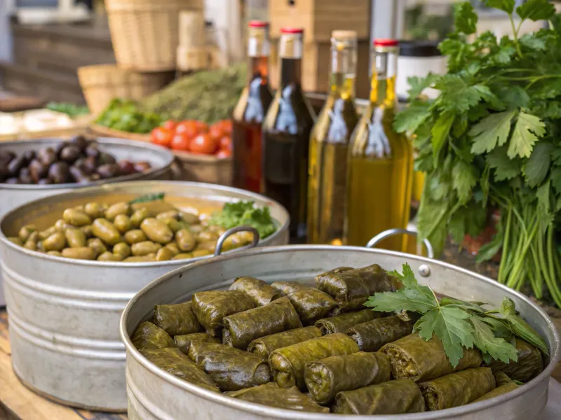 Greek Dolmadakia Stuffed Grape Leaves