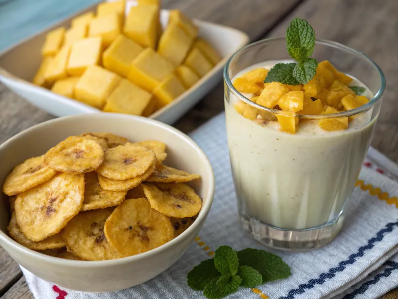 Plantain Chips with Mango Lassi