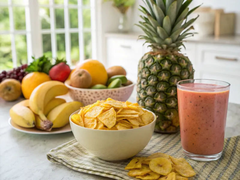 Banana Chips and Smoothie