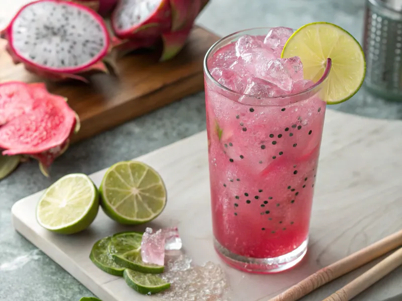 Dragon Fruit and Lime Sparkler