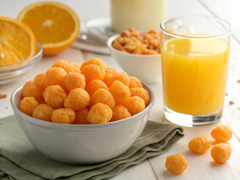 Cheese Puffs with Fresh Orange Juice