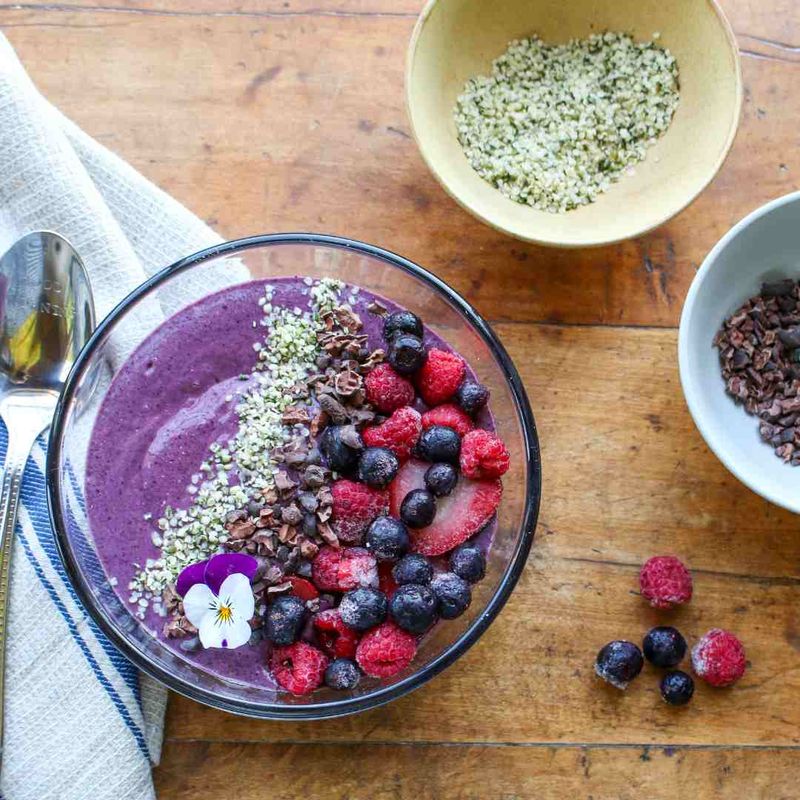 Acai Berries Blended into Thick Smoothie Bowls