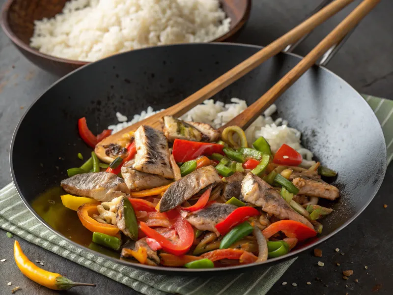 Mackerel and Vegetable Stir-Fry