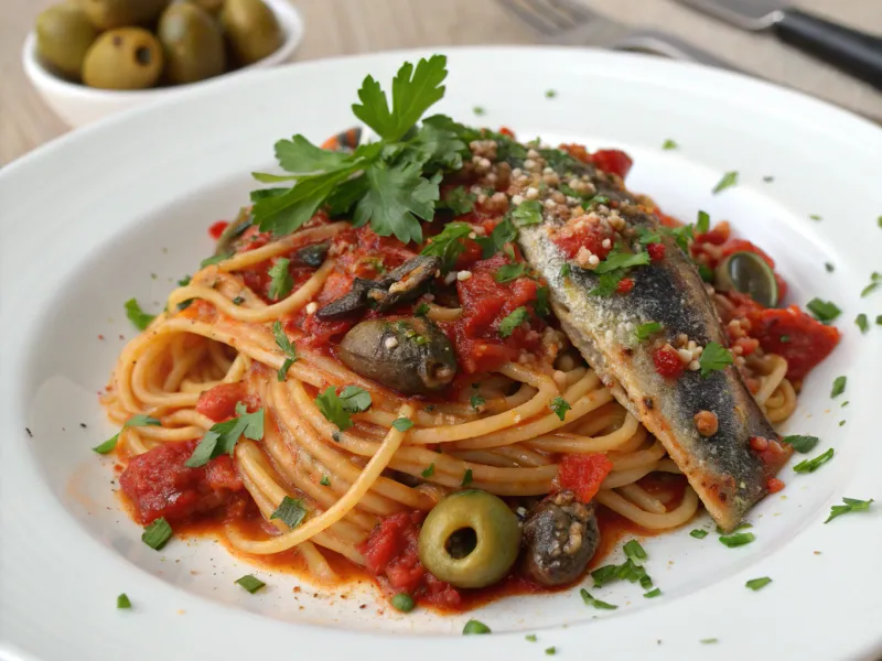 Sardine and Pasta Puttanesca